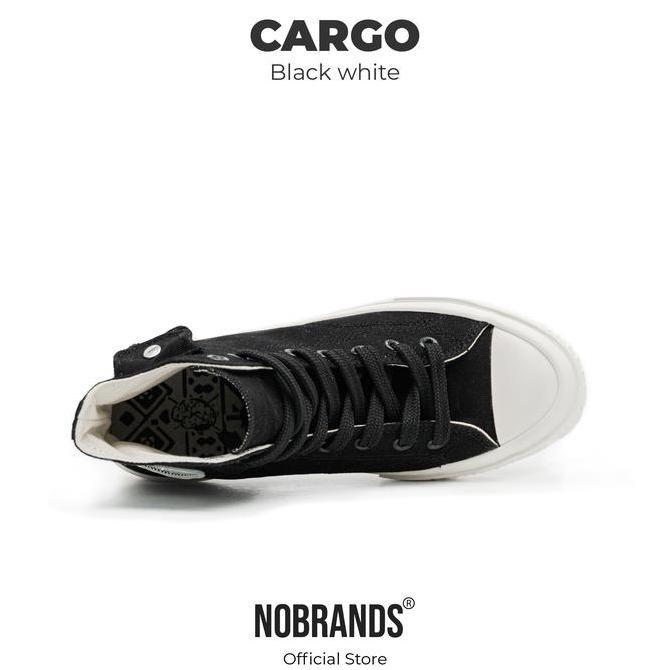 Kets- Sepatu Cargo Nobrands Footwear Polos Black White High Tps Cargo Hitam Putih Sneakers Pria Wani
