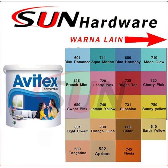 Cat- Cat Tembok Avitex 5 Kg Dinding Rumah Grc Gypsum Plafon Murah Interior Putih Merah Biru Hijau Ku