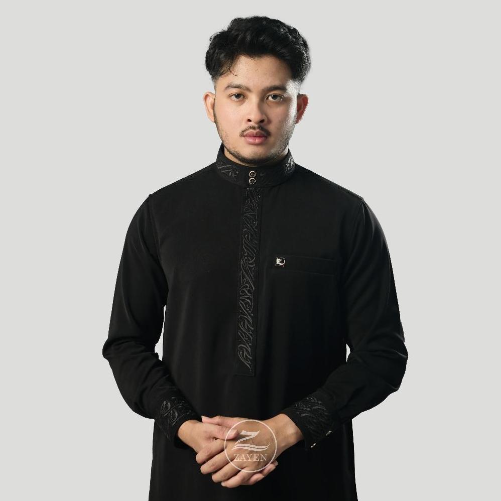 DISKON JUBAH SLIMFIT PRIA GAMIS PRIA BORDIR SLIMFIT JUBAH ZAYEN HITAM  JUBAH PRIA MUSLIM JUBBA MODEL