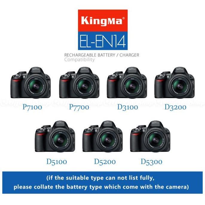 Instancodbisa- Kingma Baterai En-El14 Battery For D3300 D3200 D5100 D5500 D5600 Ni Kon