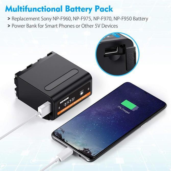 Instancodbisa- Ezmode Smart Battery Np-F970 Support Powerbank - 7800Mah