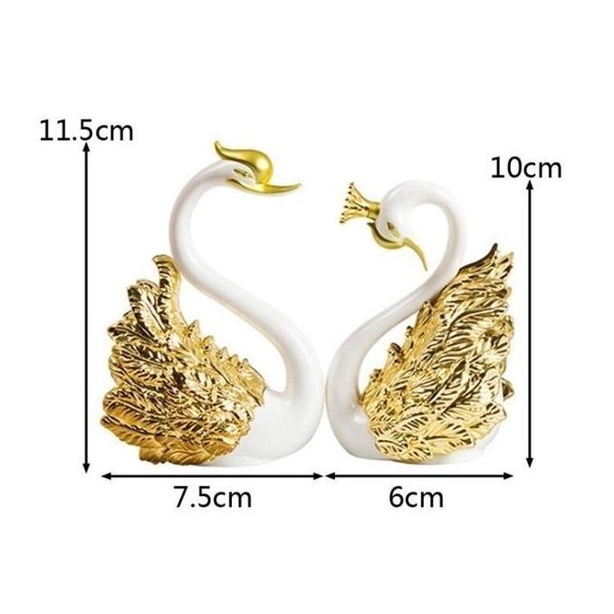Slowby- Vixplorn Pajangan Sepasang Angsa/Sepasang Angsa Gold /Plastik Silver Hiasan Flaminggo Pajang