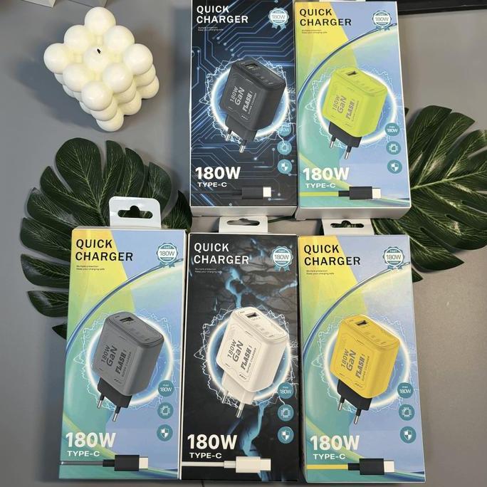 Instancodbisa- Adaptor Charger + Kabel Type C Fast Charging Universal Daya Kustom 139 180W Pengisian