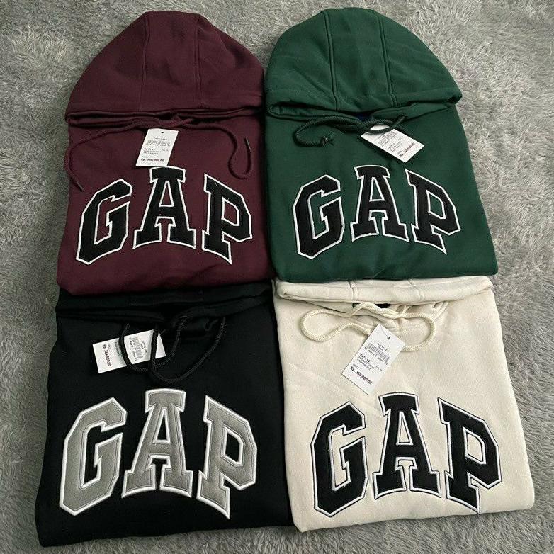 PROMO GAP Hoodie Sweater - Jaket GAP Abu Teks Bordir Bahan Tebal Premium Ukuran M sampai XXL