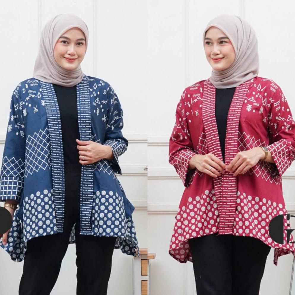 NEW Granito.id - Outer Sakura Batik polimikro Kondangan Seragam kerja / Formee Outfit / lengan panja