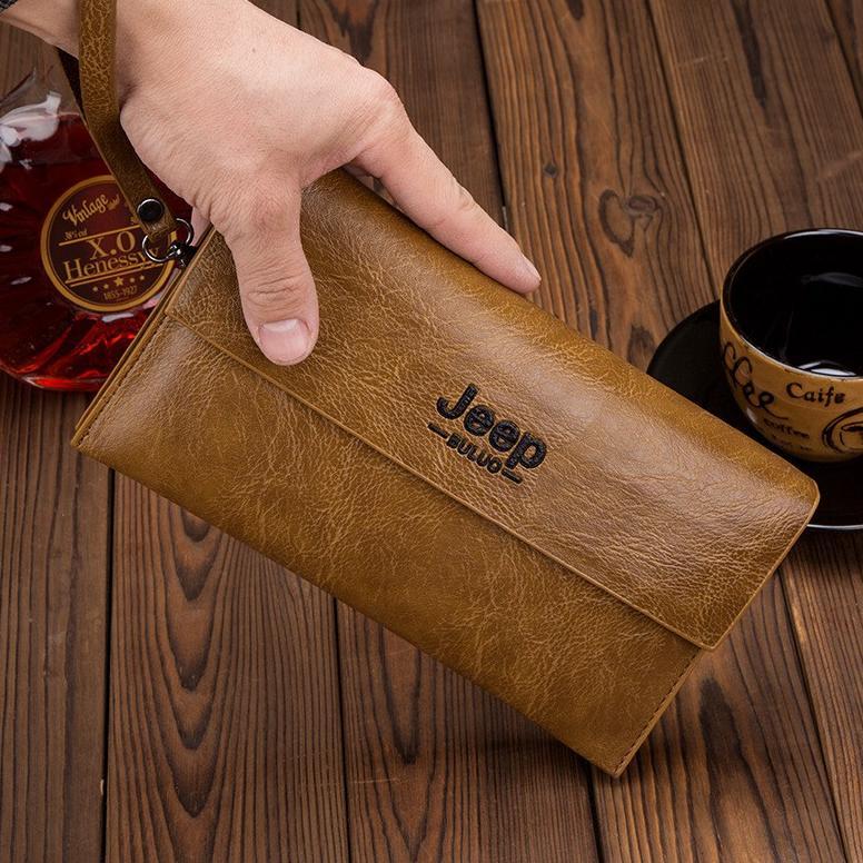 Original Tas Clutch Kulit Premium Jeep Buluo - Dompet Pria & Wanita Import Original Untuk Pesta & Ke