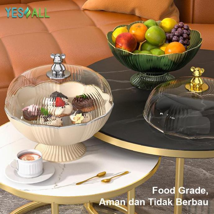 Instancodbisa- Yesall Tudung Saji Bulat Penutup Makanan Transparan Tudung Saji Estetik Wadah Saji Pr
