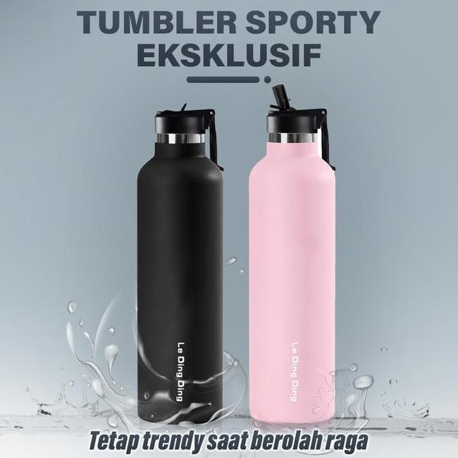 1Tumbler2 Penutup-Botol Minum 1 Liter Tumbler Stainless Vacuum Termos Tahan Panas Dingin 24 Jam Past