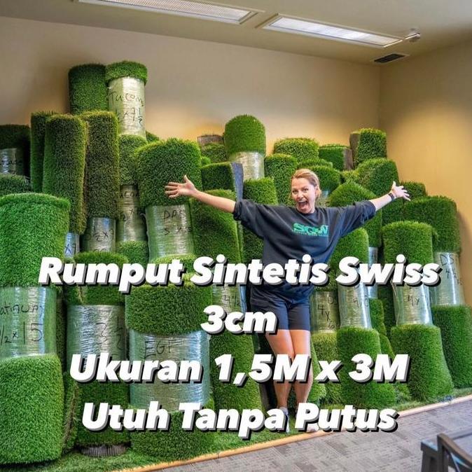 Indah- Rumput Sintetis Swiss 3Cm Ukuran 1,5 Meter X 3 Meter /Rumput Sintetis Murah /Rumput Sintetis 