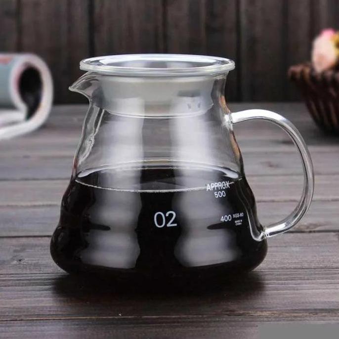 Instancodbisa- Teko Air Teh Kopi Ceret Air Bahan Gelas V60 Drip Coffee Server 600Ml V02 Gelas Tabung