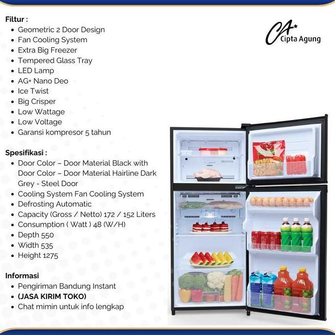 Terlaris Sharp Kulkas 2 Pintu 172 Liter Sj-195Md-Sr Sj-195Mdsr Sj19Mdsr Sj195 Mdsr Sj 195Mdsr Sj 195