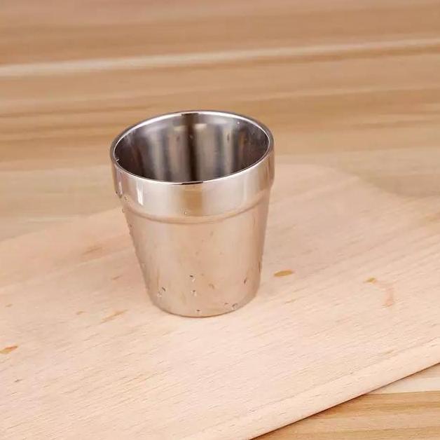 Instancodbisa- Gelas Stainless 2 Lapis 7 Cm Gelas Korea