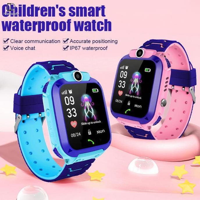 Rosemariy Q12 Anti Air IP67 Smartwatch Anak Tahan Air GPS Digital Layar Sentuh 1,44 Inci Komunikasi 