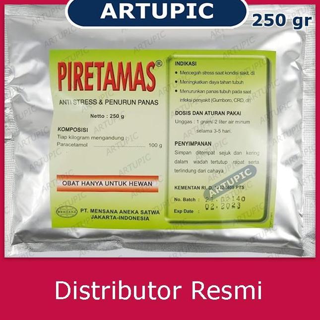 Piretamas 250 gram Paracetamol Penurun Panas Unggas Ayam Vitamin C