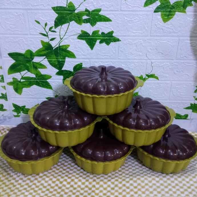 Barunih- 6 Set Basi Prasmanan Labu Coklat Gold/ Wadah Sayur Plastik Sudah Food Grade Dan Bpa Free Bi