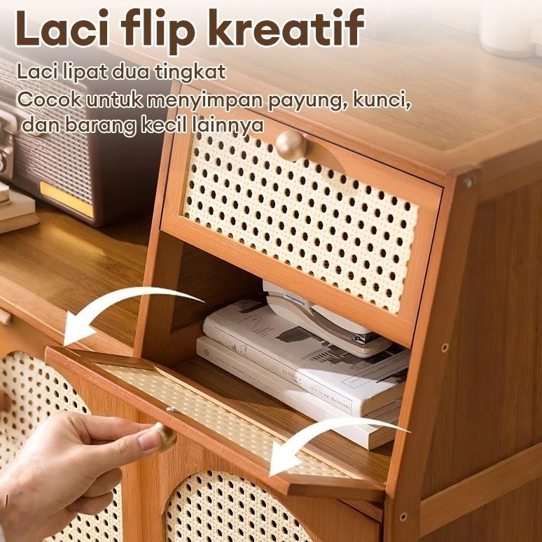 Premium Lemari Kayu Rotan Lemari  Lemari Dapur Serbaguna Lemari Kabinet Kayu Minimalis/ Lemari Dapur