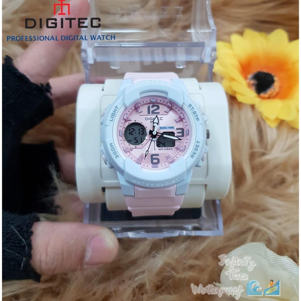 Murah Jam Tangan Cewek Digitec Dg4120T 4120 Analog Digital Dualtime Strap Rubber Kualitas Original W