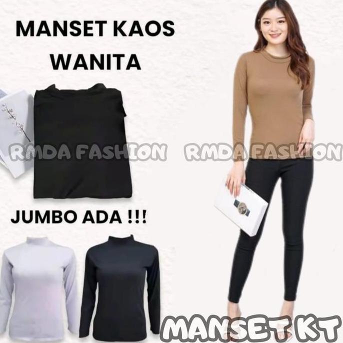 DY129 - MANSET ATASAN LEHER TINGGI WANITA MANSET POLOS MANSET BAHAN KAOS  dalaman muslim dewasa Nyam