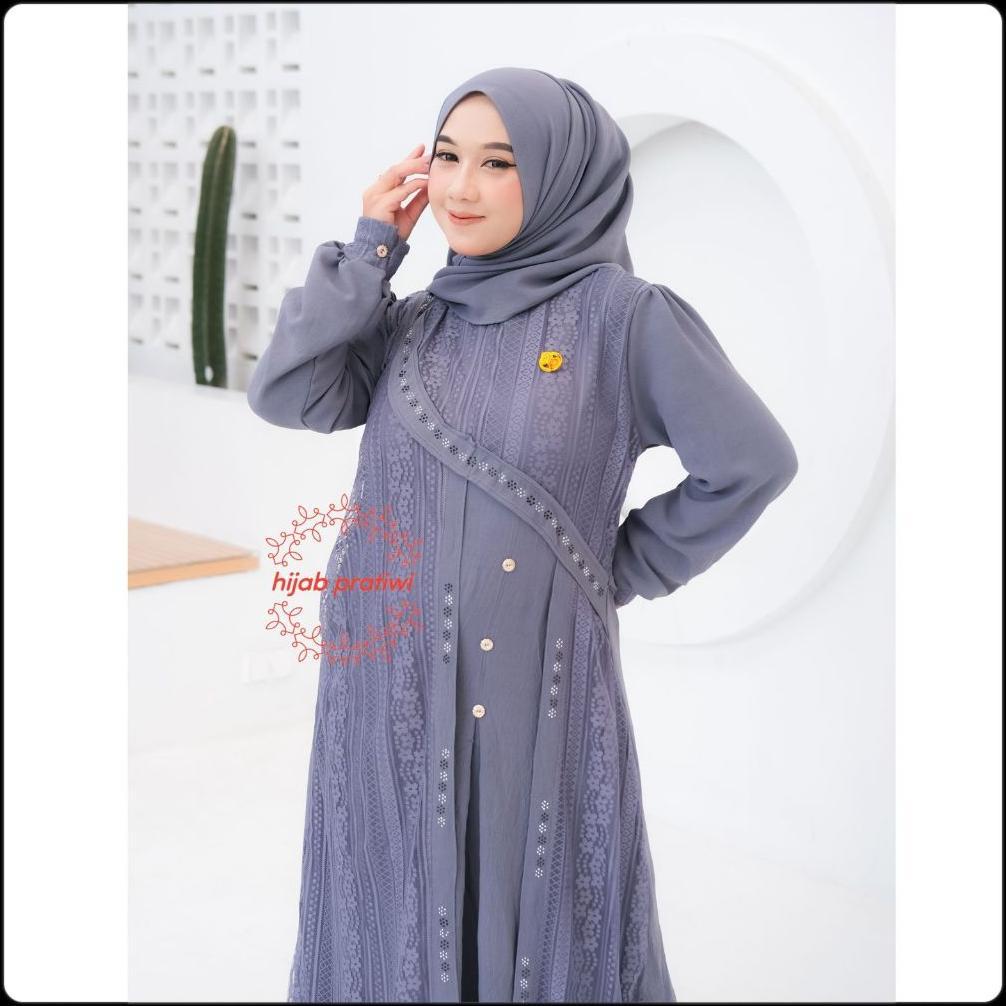 DISKON ZULFA DRESS GAMIS CRINKEL TERBARU 2024 ELEGAN MIX BRUKAT MODERN GAMIS VIRAL KEKINIAN