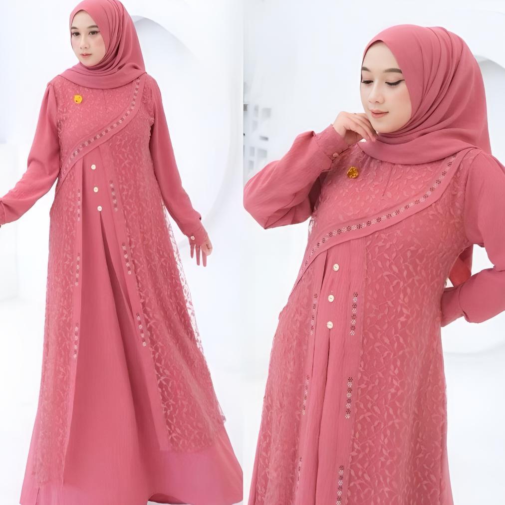 DISKON GAMIS WANITA ELEGAN MEWAH ZALFA DRESS FREE HIJAB PASHMINA GAMIS JUMBO PESTA KONDANGAN BRUKAT
