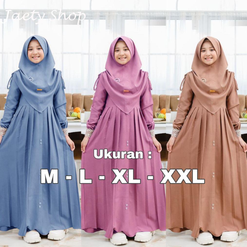 FREE ONGKIR GAMIS ANAK MAWWADAH SYAR'I SET KHIMAR CRINGKLE AIRFLOW PREMIUM - FASHION MUSLIM ANAK PER