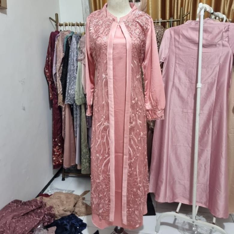 FREE ONGKIR (TR01) GAMIS BRUKAT TILE ROMPI / GAMIS BRUKAT MUSLIM / GAMIS MODEL ROMPI UKURAN M - XXXL