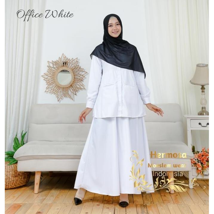 DR174 - [Gamis kantor putih hermosa] GAMIS OFFICE WHITE/GAMIS DINAS PUTIH/BAJU DINAS/GAMIS OFFICE/GA