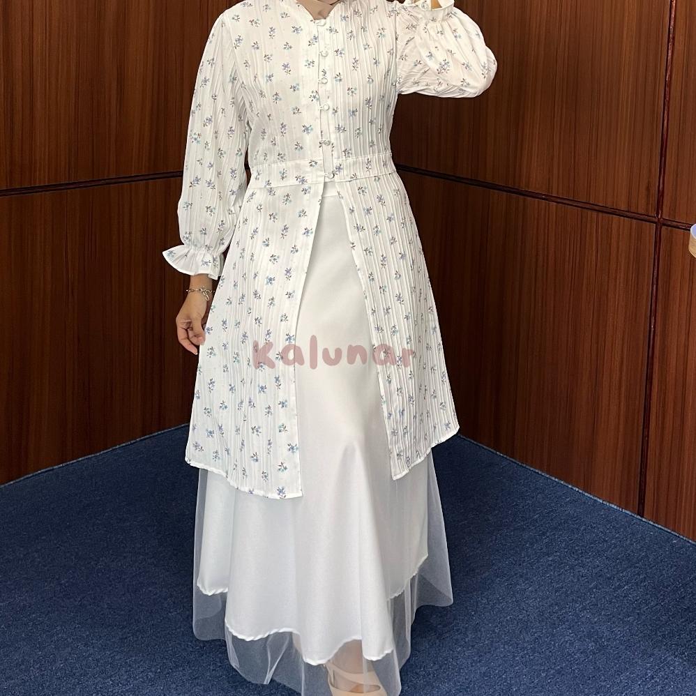DISKON [READY STOCK] KALUNAR - DAISY TUNIK LEBARAN KONDANGAN (ATASAN GAMIS WANITA MOTIF BUNGA MODERN