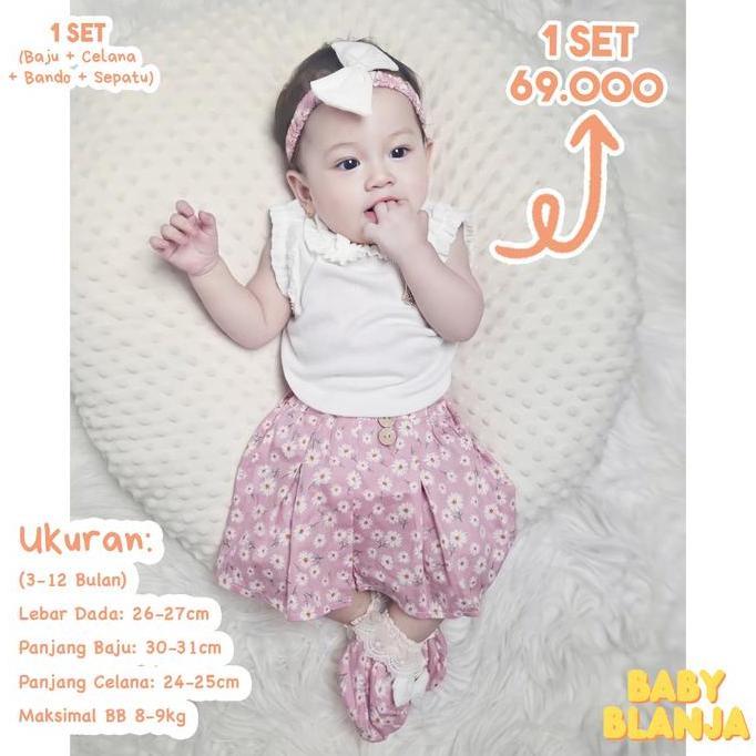 Instancodbisa- Baju Bayi Anak Perempuan 3 9 Bulan Vania Set