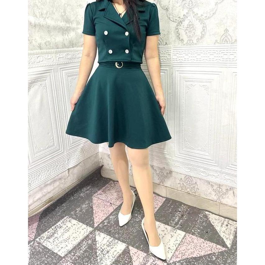 Terpopuler- One Set Odelia 6868 Blazer Wanita Hitam Putih Maroon Hijau Botol Kancing Aktif Karet Pin