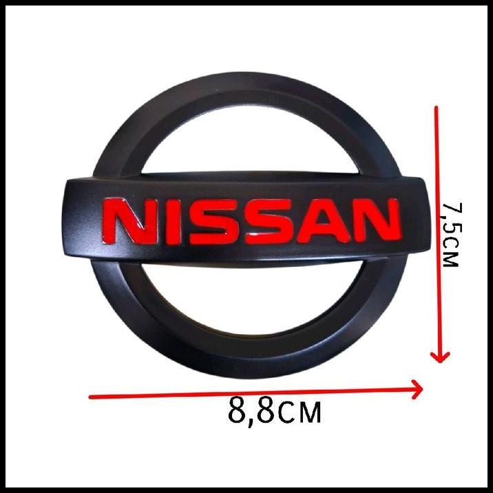TERMURAH LOGO EMBLEM LAMBANG NISSAN HITAM DOFF MERAH MODEL TEMPEL PREMIUM 