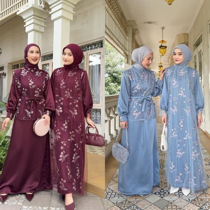 Instancodbisa- Dezhaf - Aruna Dress Satin / Dress Brukat / Dress Tile Garden / Dress Lebaran