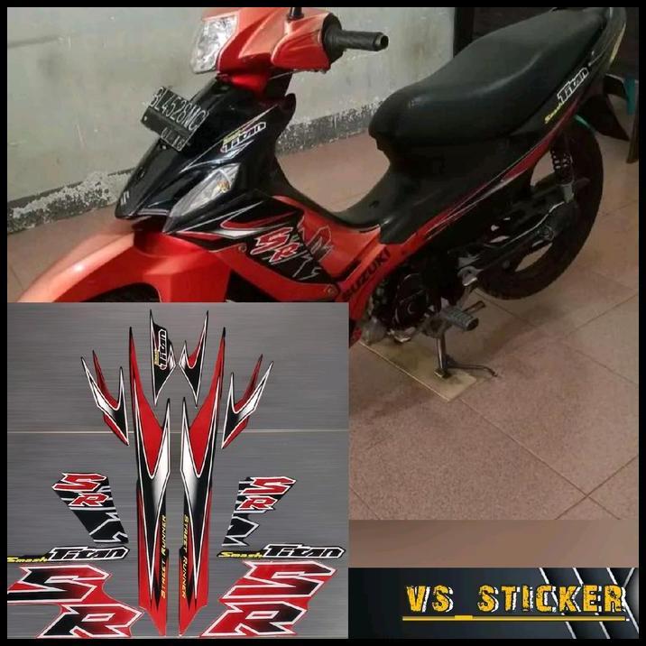 TERMURAH STRIPING STICKER LIST STANDART MOTOR SMASH TITAN SR 2010 MERAH BIRU HITAM MOTORCYCLE 