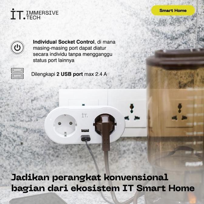 IT Smart Dual Plug PS02 - 2 Power Port 2 Port USB White