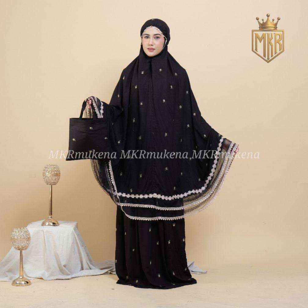 Premium Mkr_Mukena Dewasa Syafira Rayon Bordir Jumbo Putih