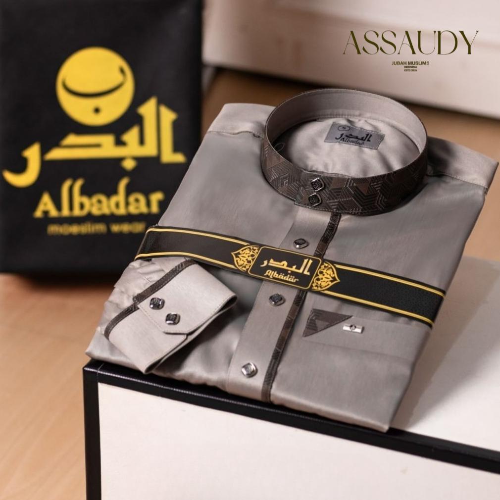 ORIGINAL ASSAUDY JUBAH PRIA DEWASA ALBADAR POLYESTER KOMBINASI LENGAN MANSET KEREN JUBAH PRIA GAMIS 