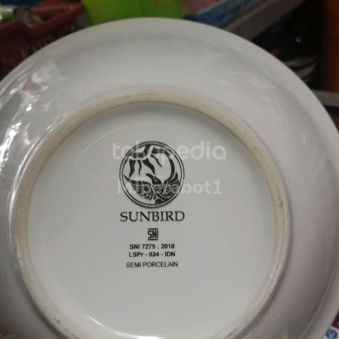 Mangkok Keramik Putih 7" List Emas SUNBIRD/ Mangkuk Bakso EJ
