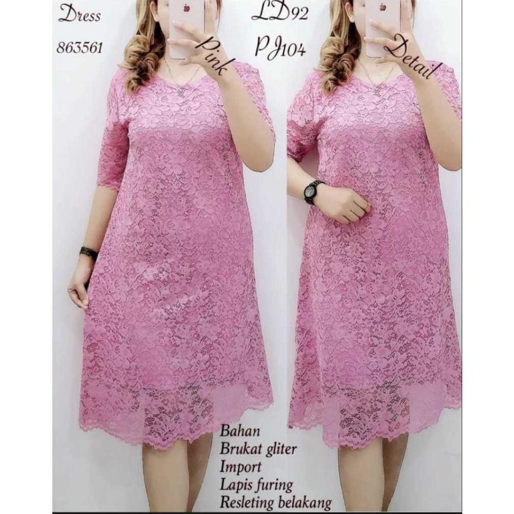 BEST DEALS Dress brokat wanita kondangan Natal kekinian pesta remaja terbaru dress brokat modern