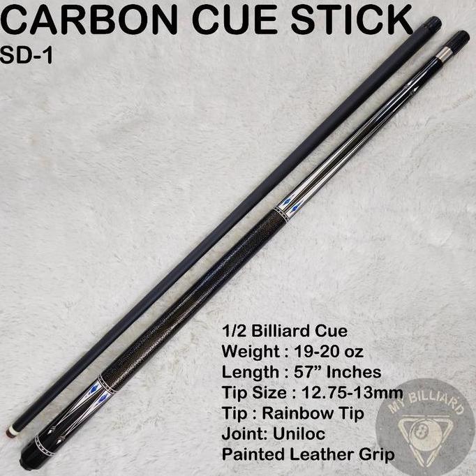 Carbon Cue SD-1 Stick Billiard 13mm - Stik Billiar Cue Karbon Graphite