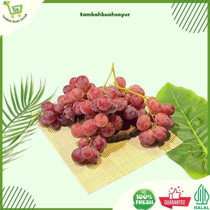 Frutexz- Tambah Buah Dan Sayur Anggur Import Manis Anggur Merah Red Globe Manis Garing Renyah Asal A