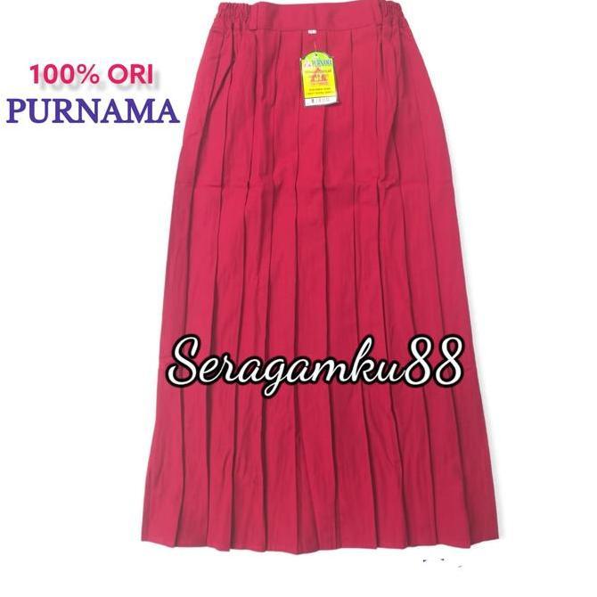 ROK PLISIR PANJANG SD MERAH KARET Merk ORI PURNAMA