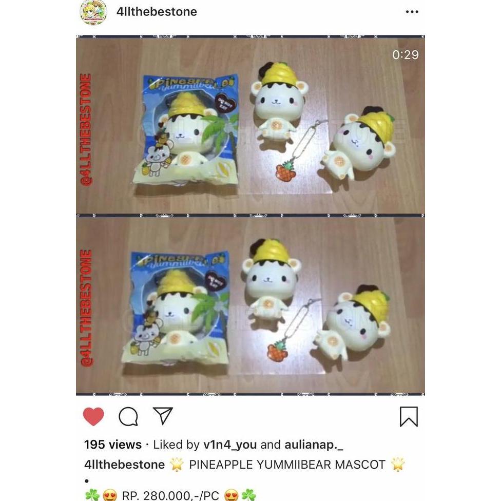 Squishy Licensed  Yummiibear Pineapple (Mascot & Mermaid) Kode 336