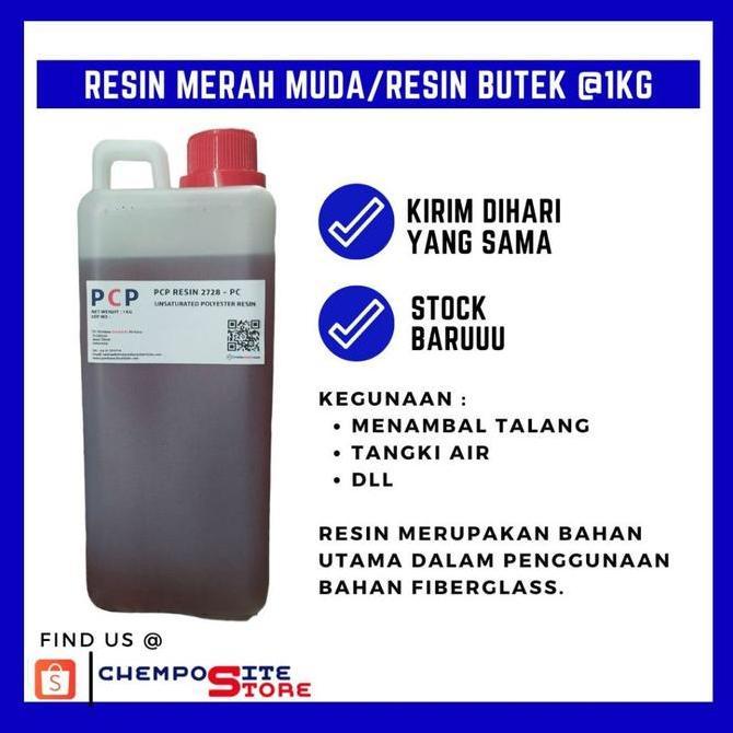 resin fiber kapal 1 KG - resin fiberglass merah butek - lem fiber pink KAPAL FIBER KEMASAN 1 KG