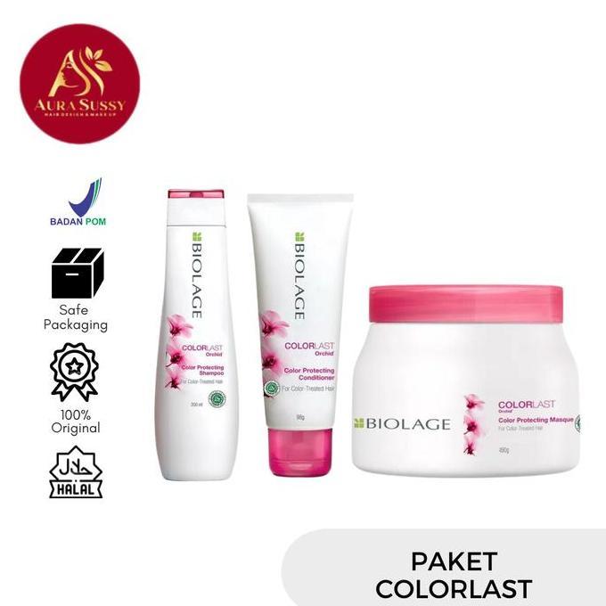 Berkilau- Matrix Biolage Paket Colorlast Untuk Rambut Berwarna - Kondisioner, Masker, Conditioner, P