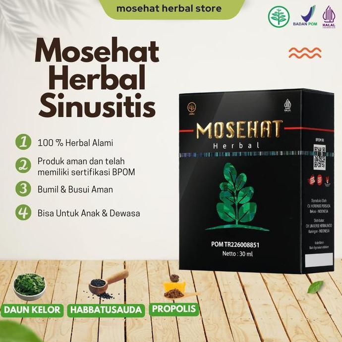 OBAT SINUSITIS HERBAL MOSEHAT JAMU TETES TERBUKTI KHASIATNYA BER BPOM KODE 693