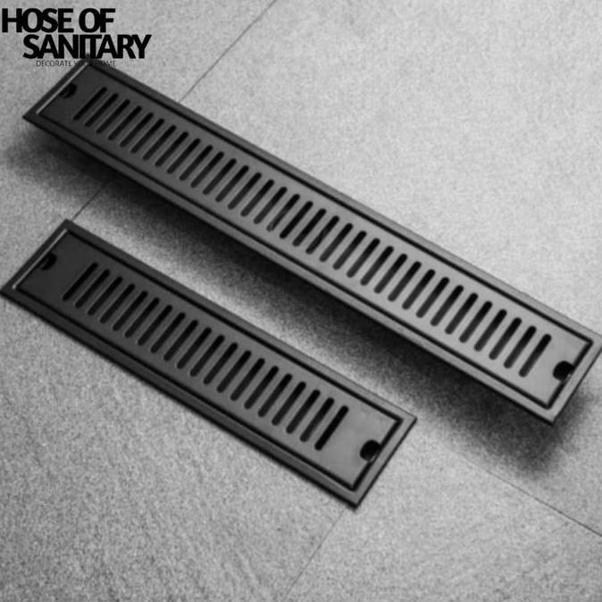 Floor Drain Kotak Hitam Garis Stainless / Floor Drain Panjang  Hitam