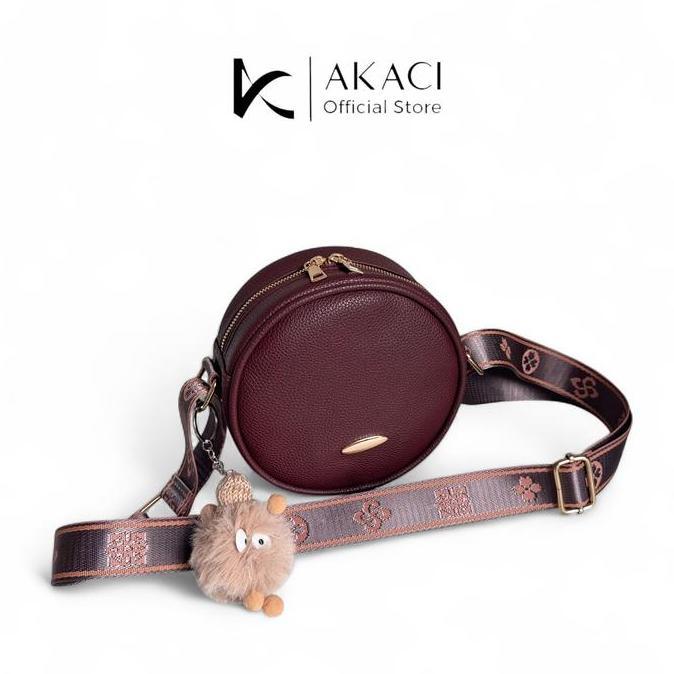 Alyee- Tas Selempang Dan Bahu Bonny  Akaci 09-8525 Bahan Kulit Papirut 1 Ruang Tas Selempang Kecil W