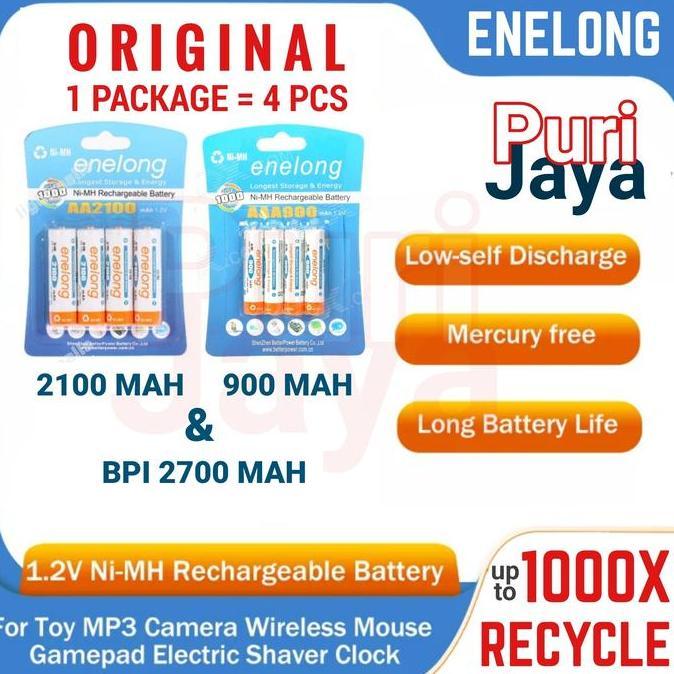 Lansungkirim- Rechargeable Battery Enelong Bpi Aa Aaa Baterai Cas Isi Ulang 900Mah 2100Mah 2400Mah 2