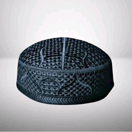 DB233 >> peci Kopiah Songkok pakistan Motif terbaru 2026 full Bordir Topi Hitam Dewasa Muslim