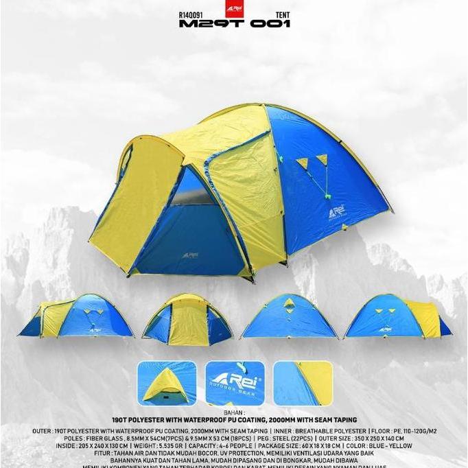 Terlaris Tenda 4 Orang Arei M29/T001 Arei Outdoor Gear - Tenda Dome Cowo - Double Layer Tent